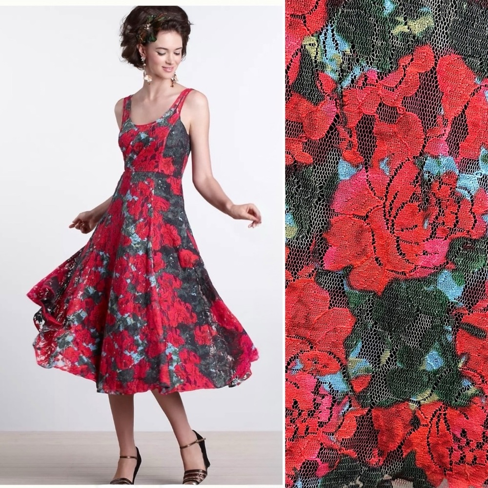 Anthropologie Tracy Reese Noisette RARE Floral Lace Midi Dress XS 2